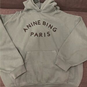 Anine Bing Logo Pullover Hoodie - Sage